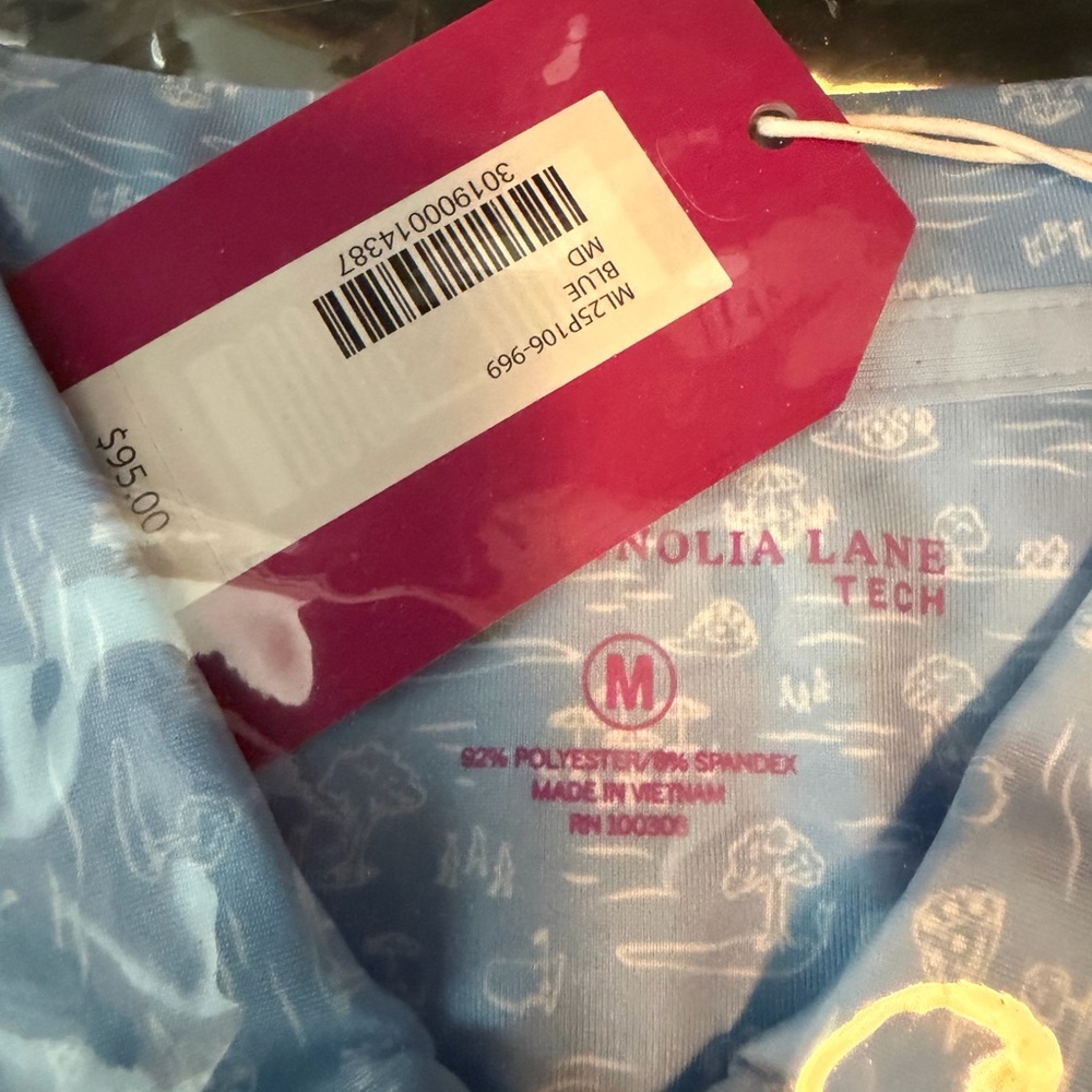 Masters Light Blue Polo with White Pattern and Yellow/Green Crest - Picture 2 of 2